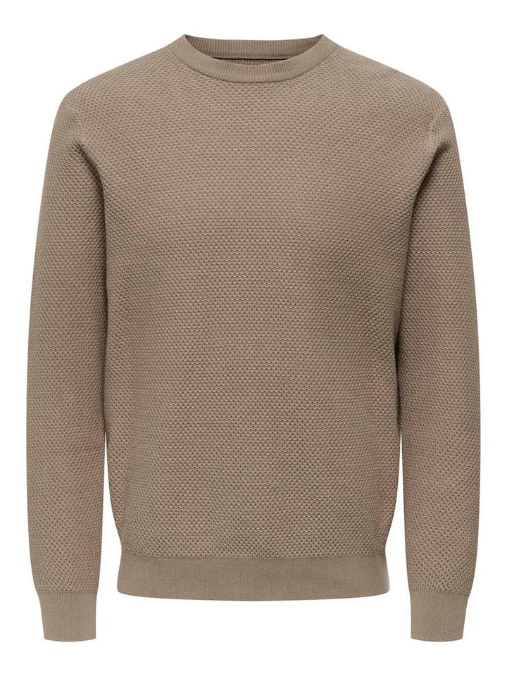 Onsmorgan 12 Structure Crew Knit - Bruin Dessin