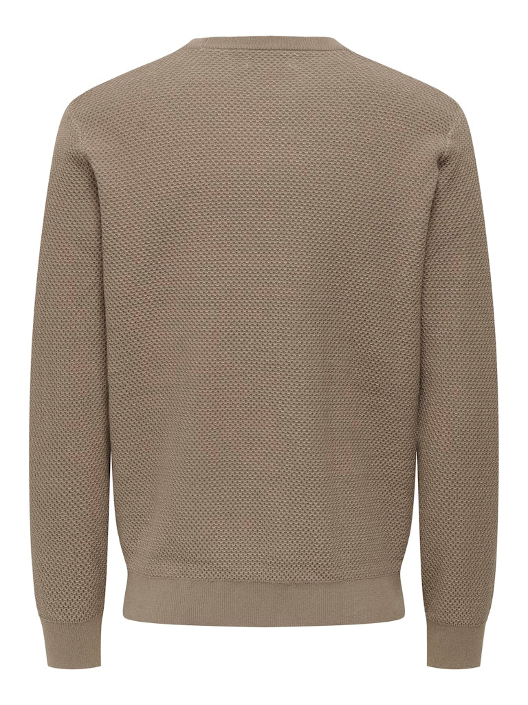 Onsmorgan 12 Structure Crew Knit - Bruin Dessin