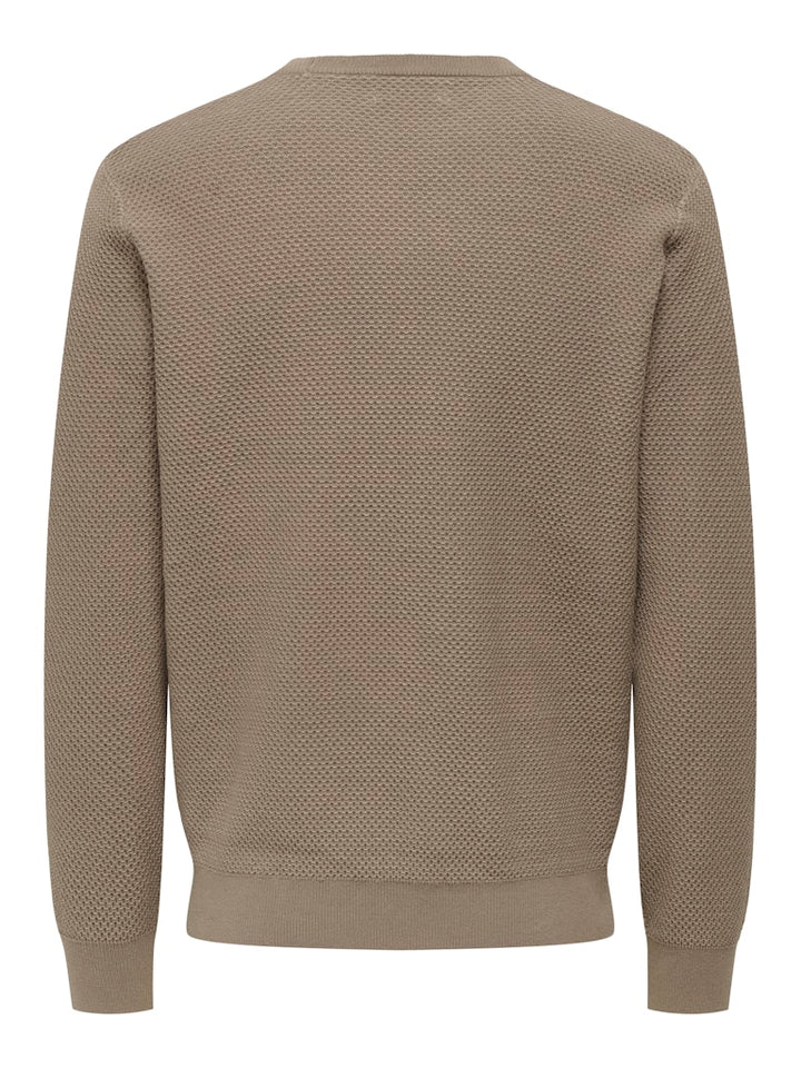 Onsmorgan 12 Structure Crew Knit - Bruin Dessin