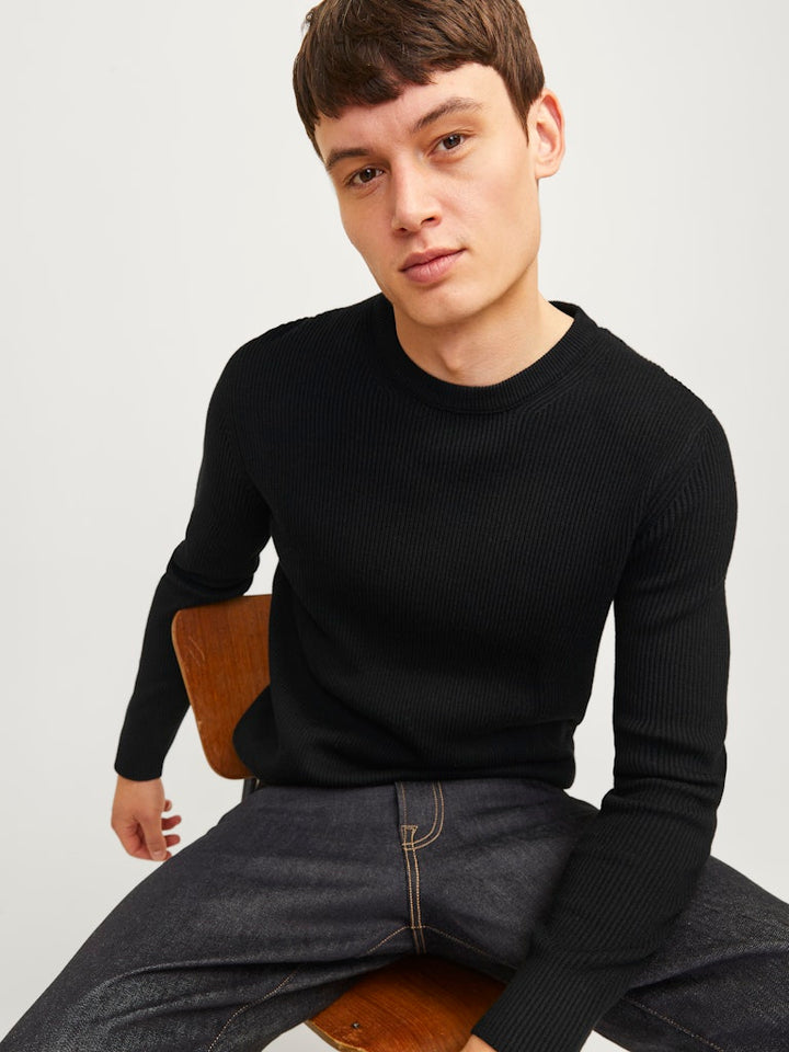 Jjeperfect Knit Crew Neck Ln - Zwart