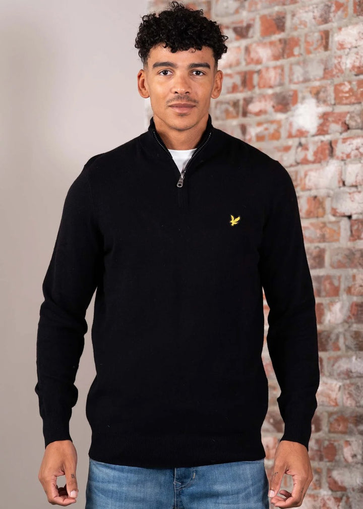 Cotton Quater Zip Jumper - Zwart