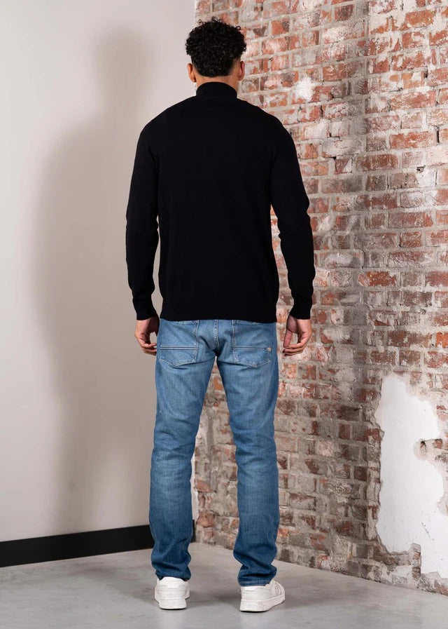 Cotton Quater Zip Jumper - Zwart