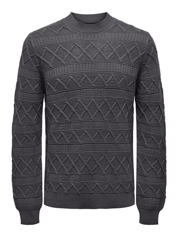 Onswade Reg 5 Struc Crew Neck Knit - Grijs