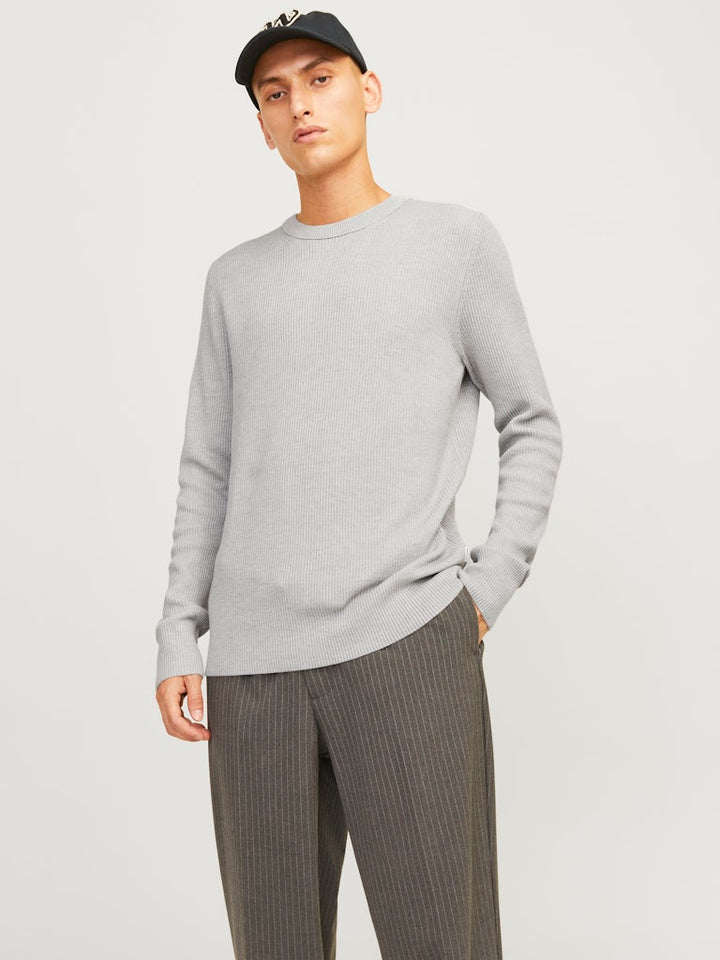 Jjeperfect Knit Crew Neck Ln - Lichtgrijs