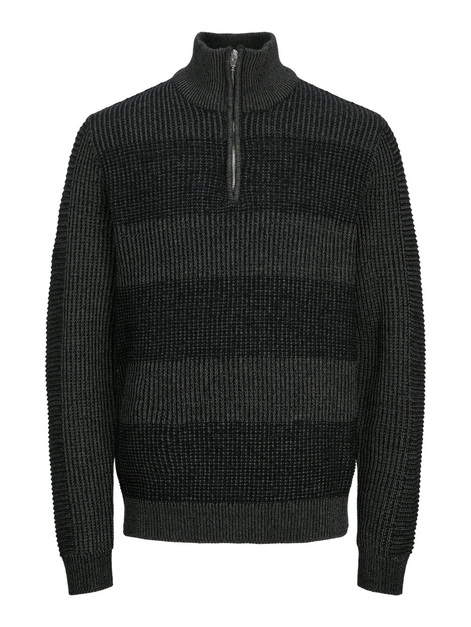 Jjhugo Knit Half Zip - Antraciet
