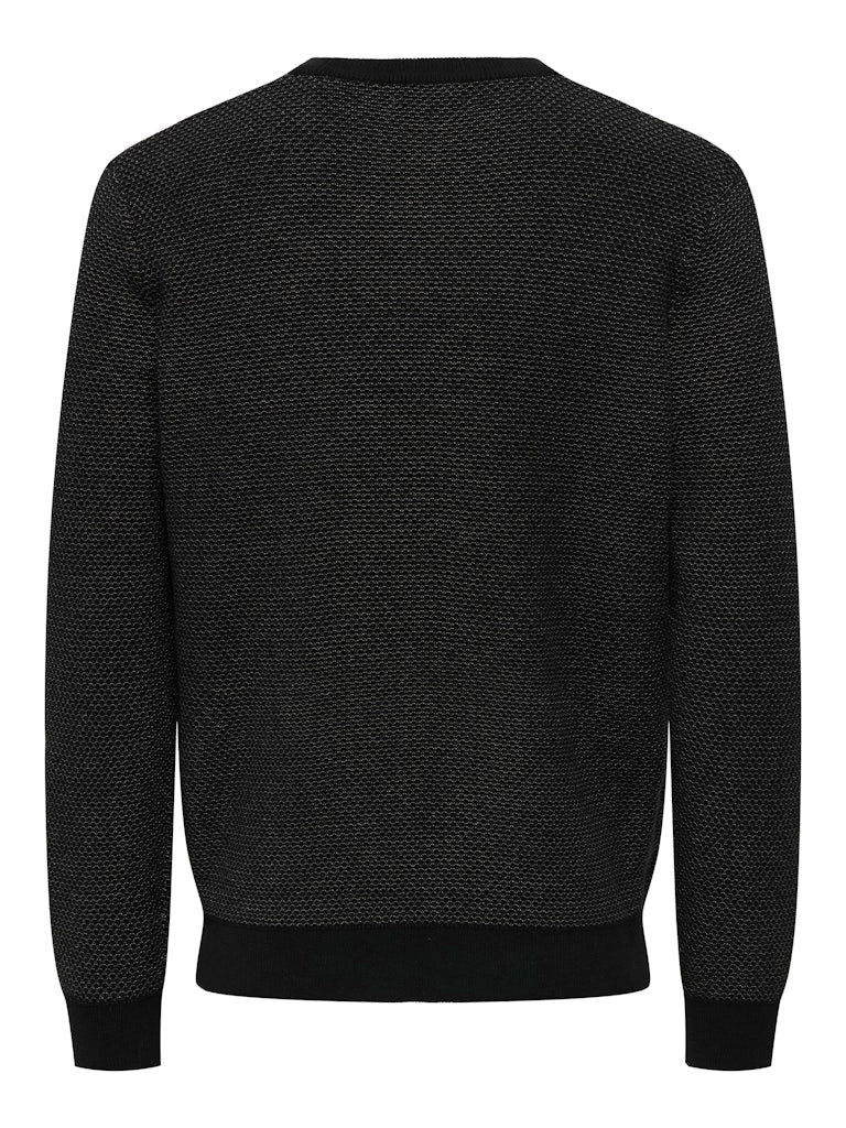 Onsmorgan 12 Structure Crew Knit - Zwart Dessin