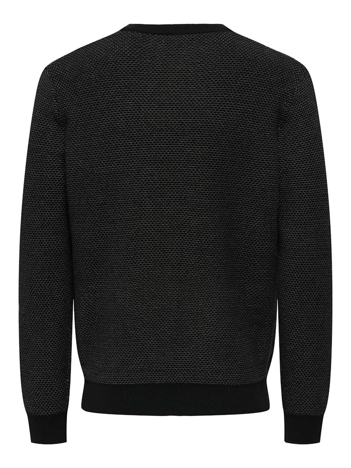 Onsmorgan 12 Structure Crew Knit - Zwart Dessin