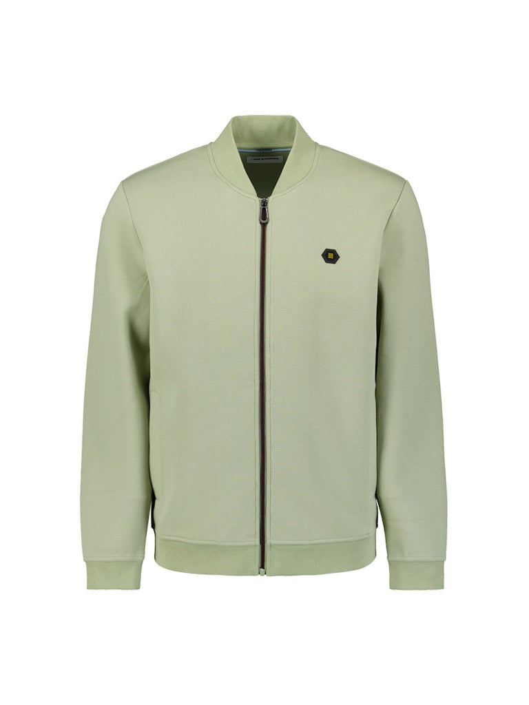 Sweater Full Zipper Pique Bomber - Olijf