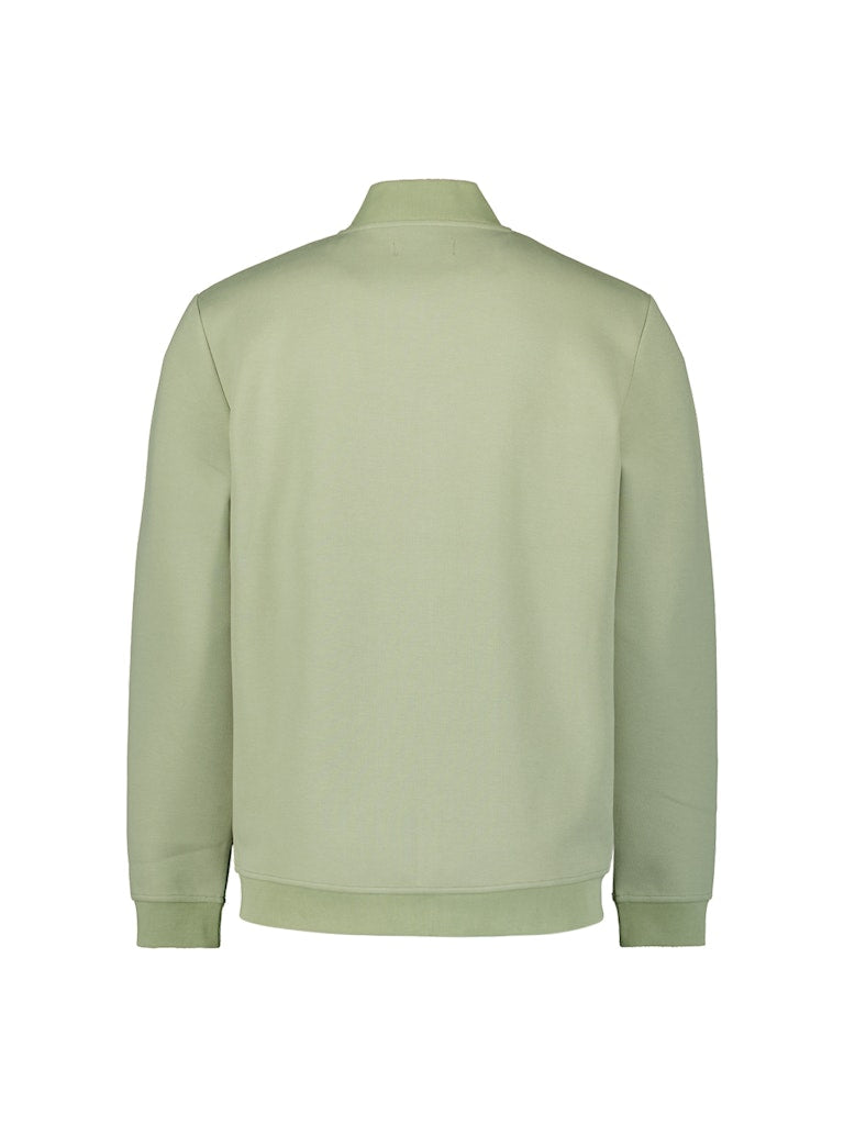 Sweater Full Zipper Pique Bomber - Olijf