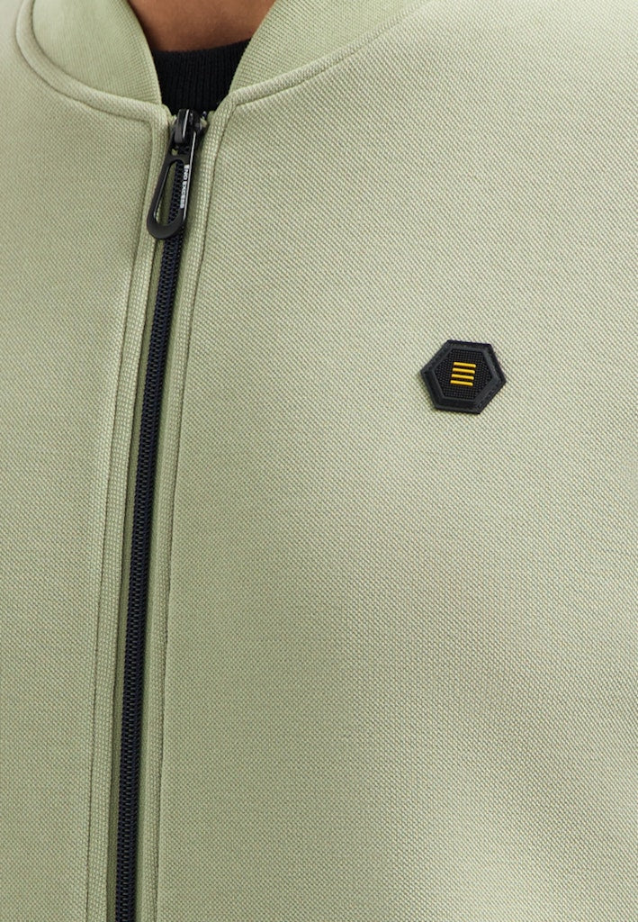 Sweater Full Zipper Pique Bomber - Olijf