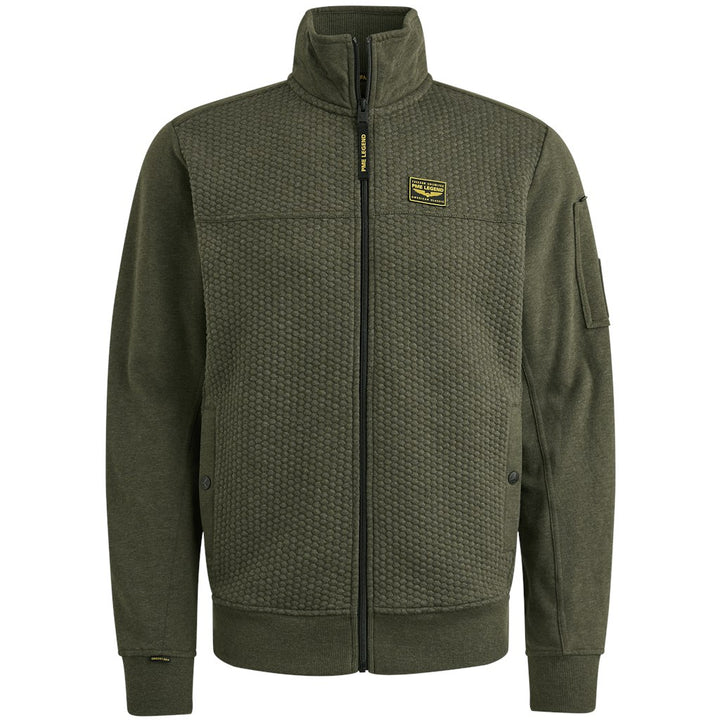 Zip Jacket Jacquard Interlock Swea - Donkergroen