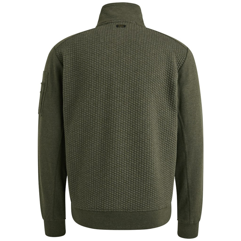 Zip Jacket Jacquard Interlock Swea - Donkergroen