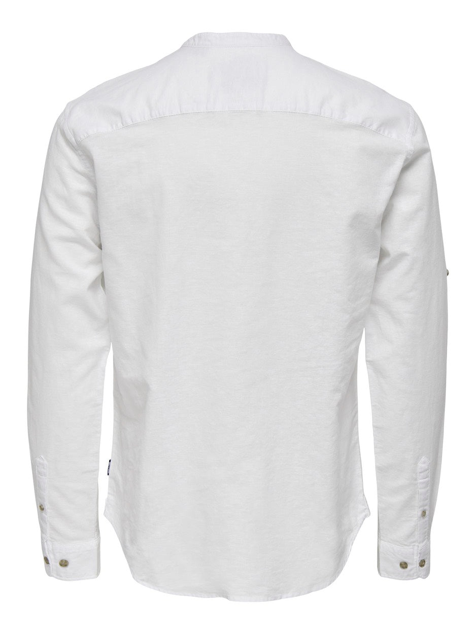 Onscaiden Ls Halfplackt Linen Shirt - Off-white