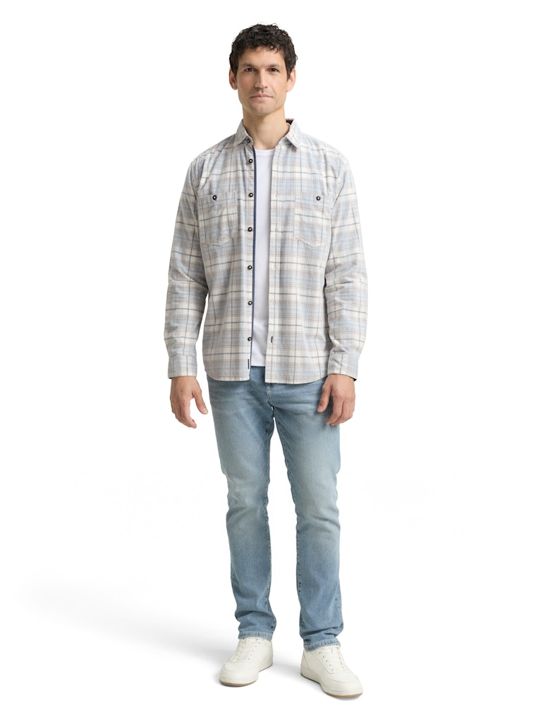Coruduroy Check Shirt - Ecru Dessin