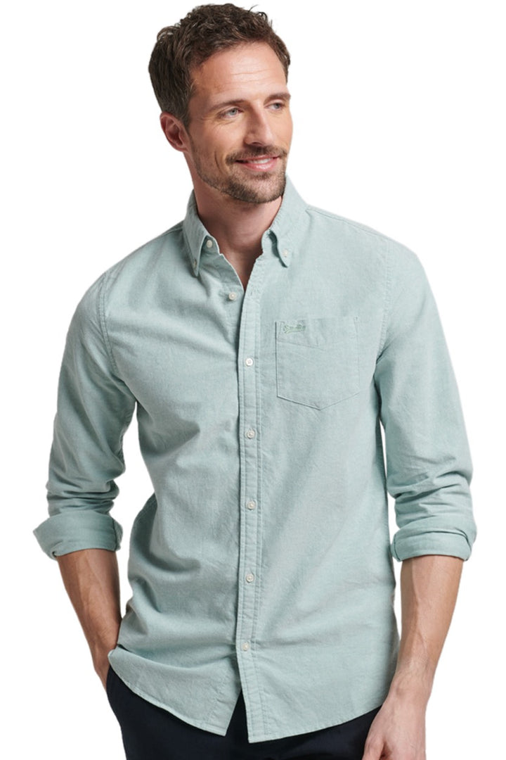 Organic Cotton Long Sleeve Oxfort Shirt - Mint