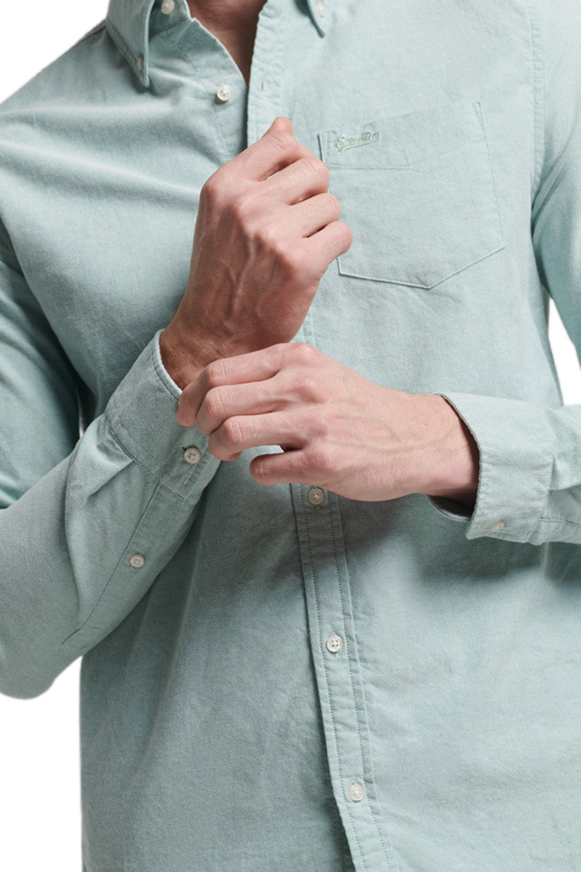 Organic Cotton Long Sleeve Oxfort Shirt - Mint