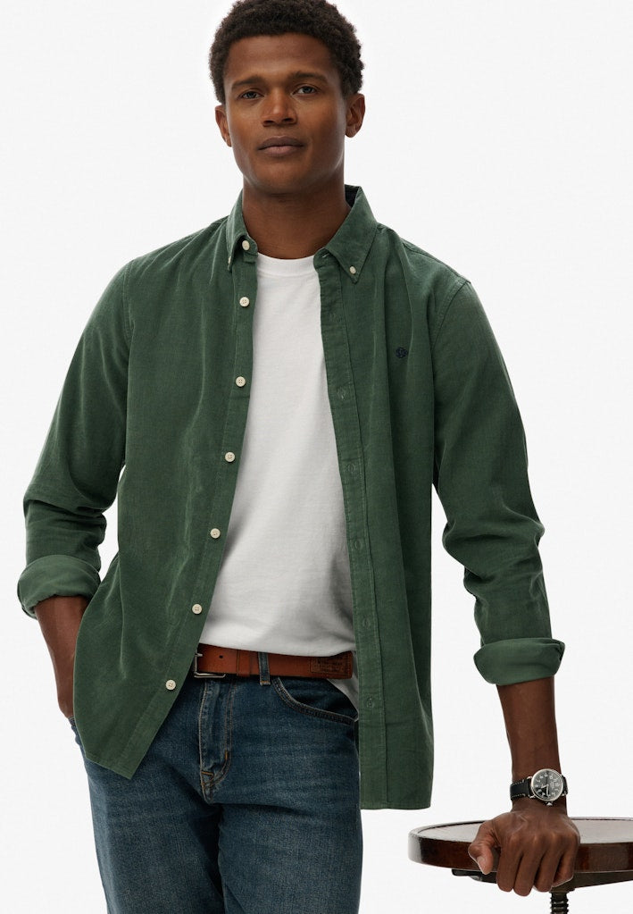 Classic Needle Cord Overhemd - Oud Groen