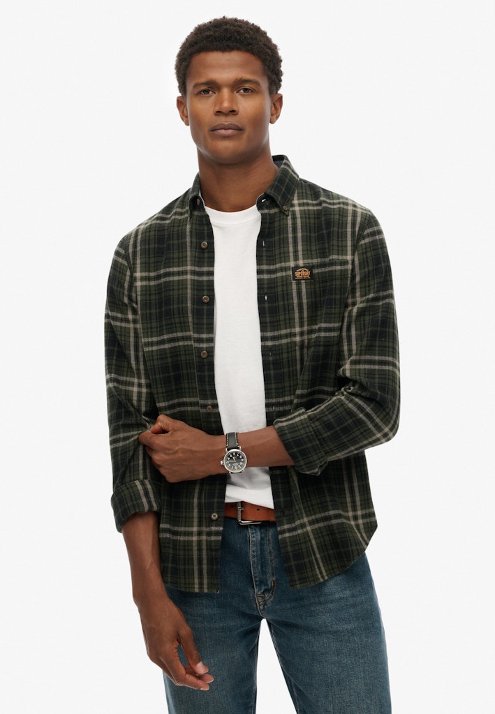 Kartoenen Houthakkers Overhemd Ls - Groen Dessin