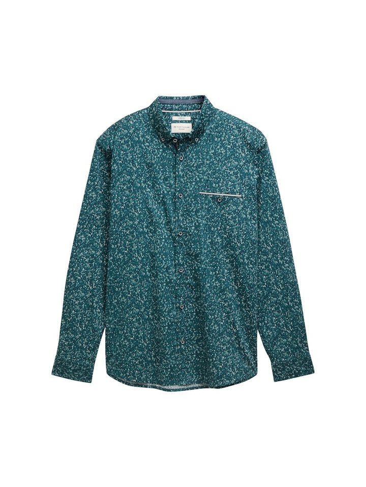 Coulrful Printed Stretch Shirt - Groen Dessin