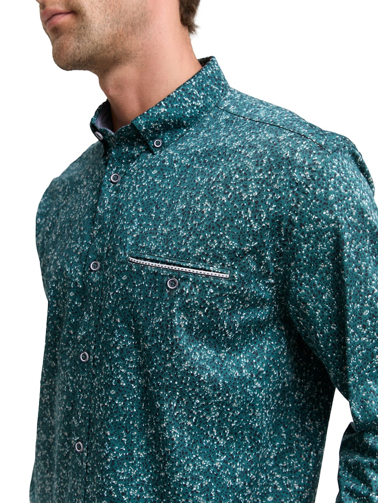 Coulrful Printed Stretch Shirt - Groen Dessin