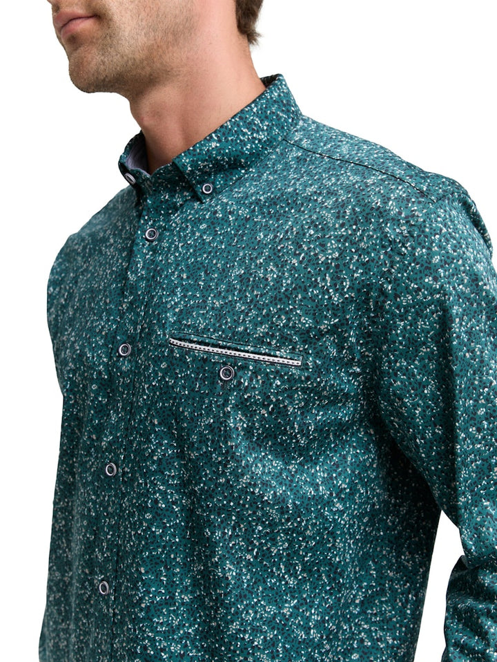 Coulrful Printed Stretch Shirt - Groen Dessin