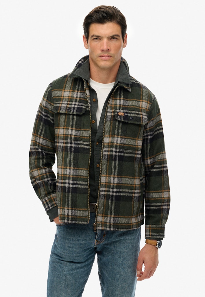 Wool Miller Overshirt Met Rits - Groen Dessin