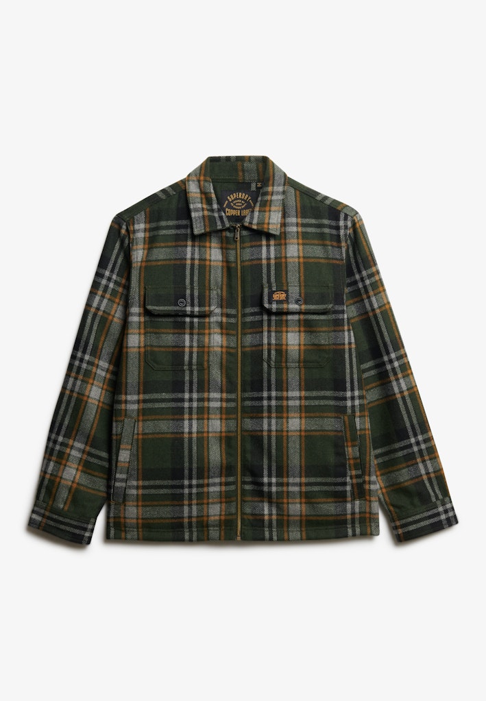Wool Miller Overshirt Met Rits - Groen Dessin