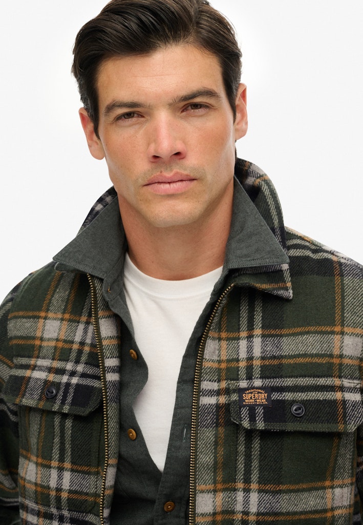 Wool Miller Overshirt Met Rits - Groen Dessin