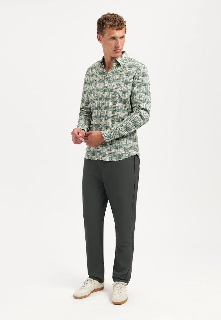 Shirt Stretch Allover Printed - Groen Dessin