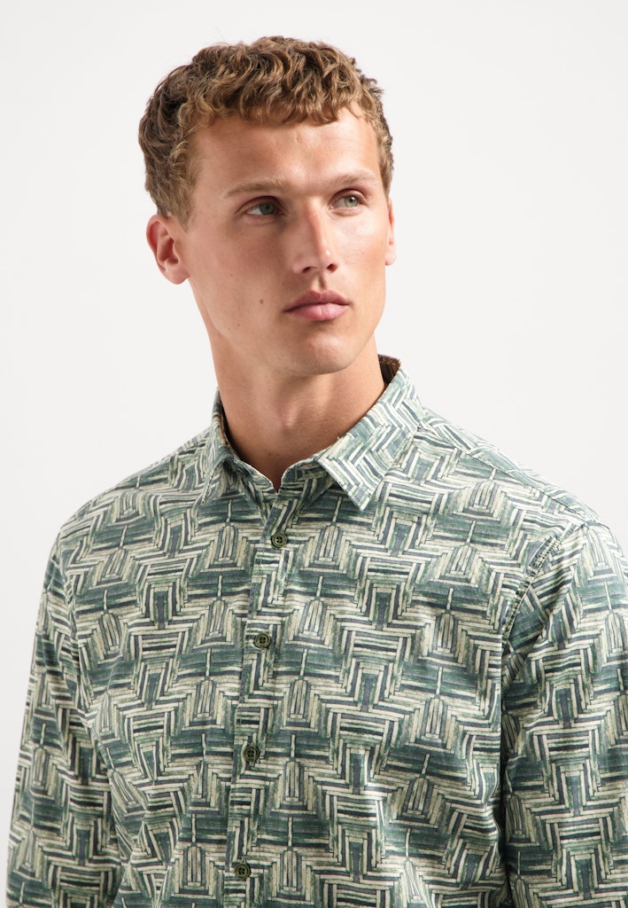 Shirt Stretch Allover Printed - Groen Dessin
