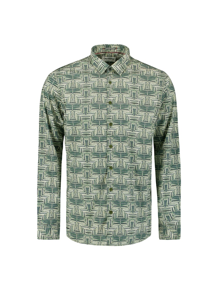Shirt Stretch Allover Printed - Groen Dessin