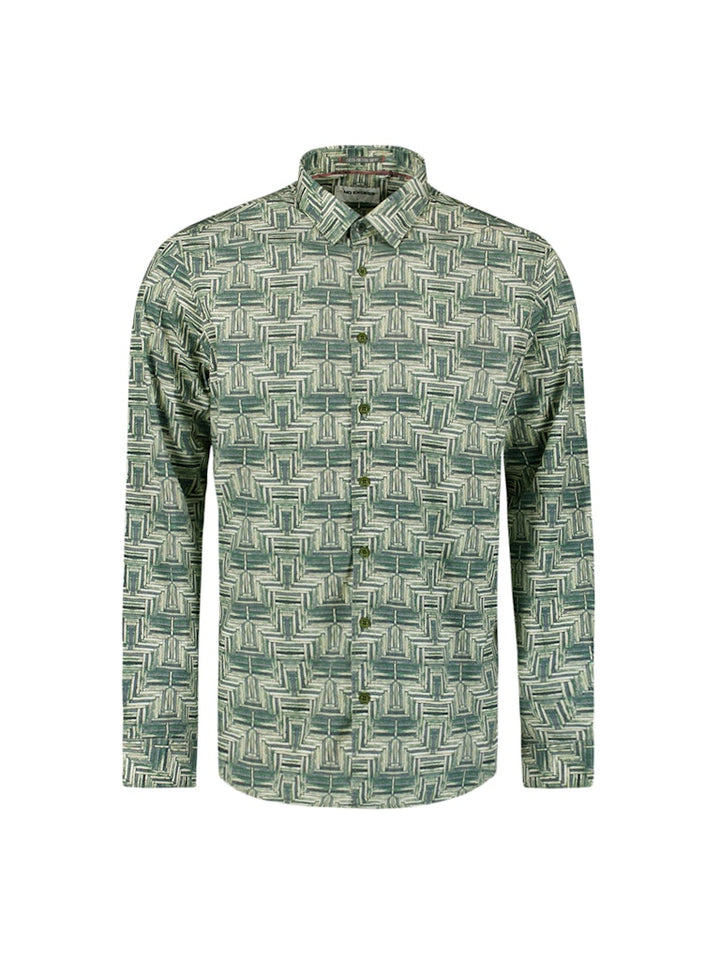 Shirt Stretch Allover Printed - Groen Dessin