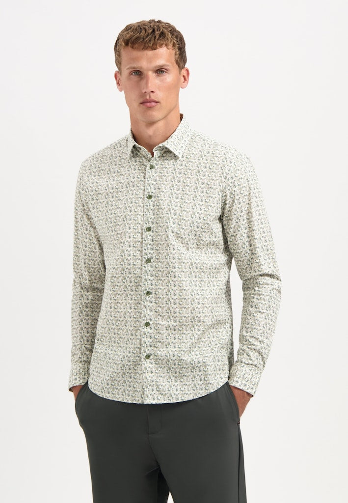 Shirt Stretch Allover Printed - Groen Dessin