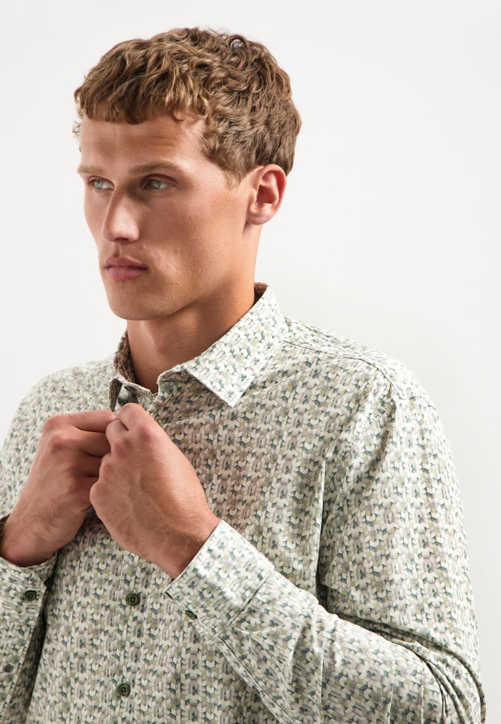 Shirt Stretch Allover Printed - Groen Dessin