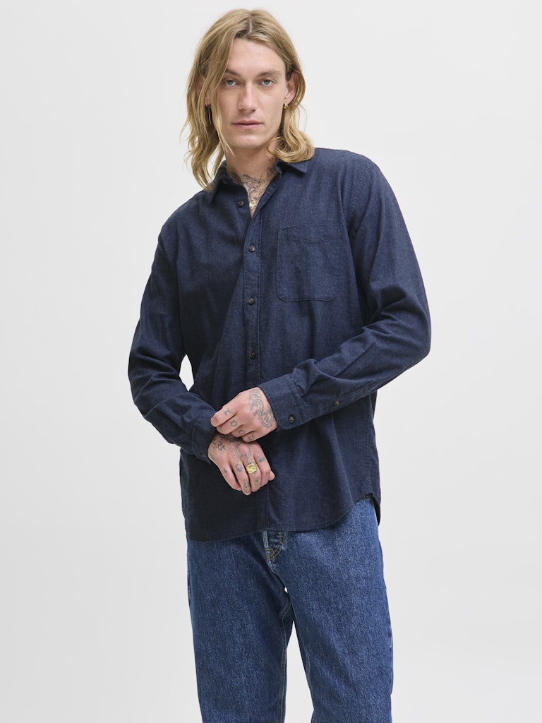 Jjeclassic Melange Shirt L/s Noos - Navy