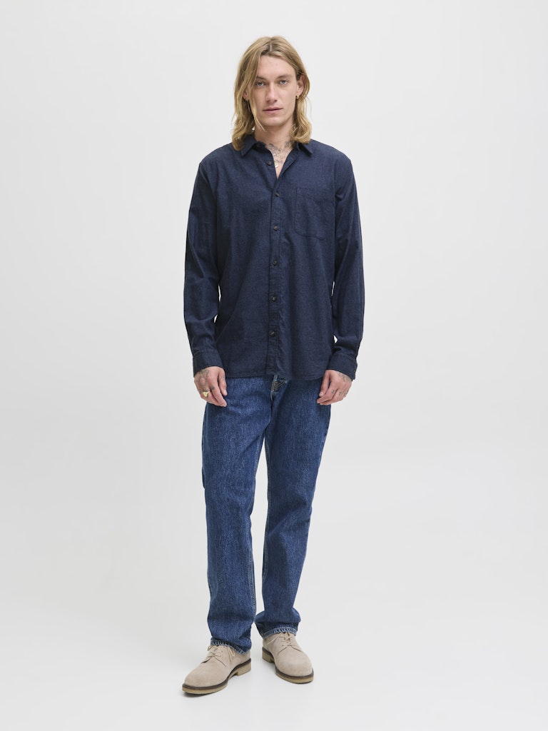 Jjeclassic Melange Shirt L/s Noos - Navy