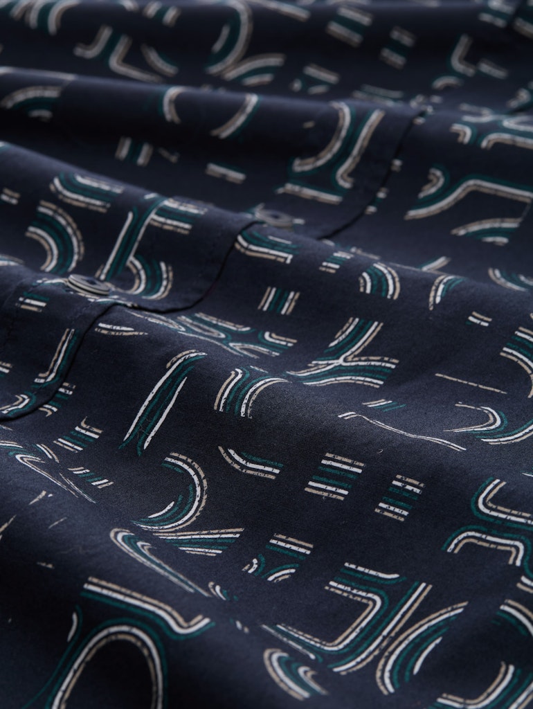 Stretch Shirt Aop Ls - Navy