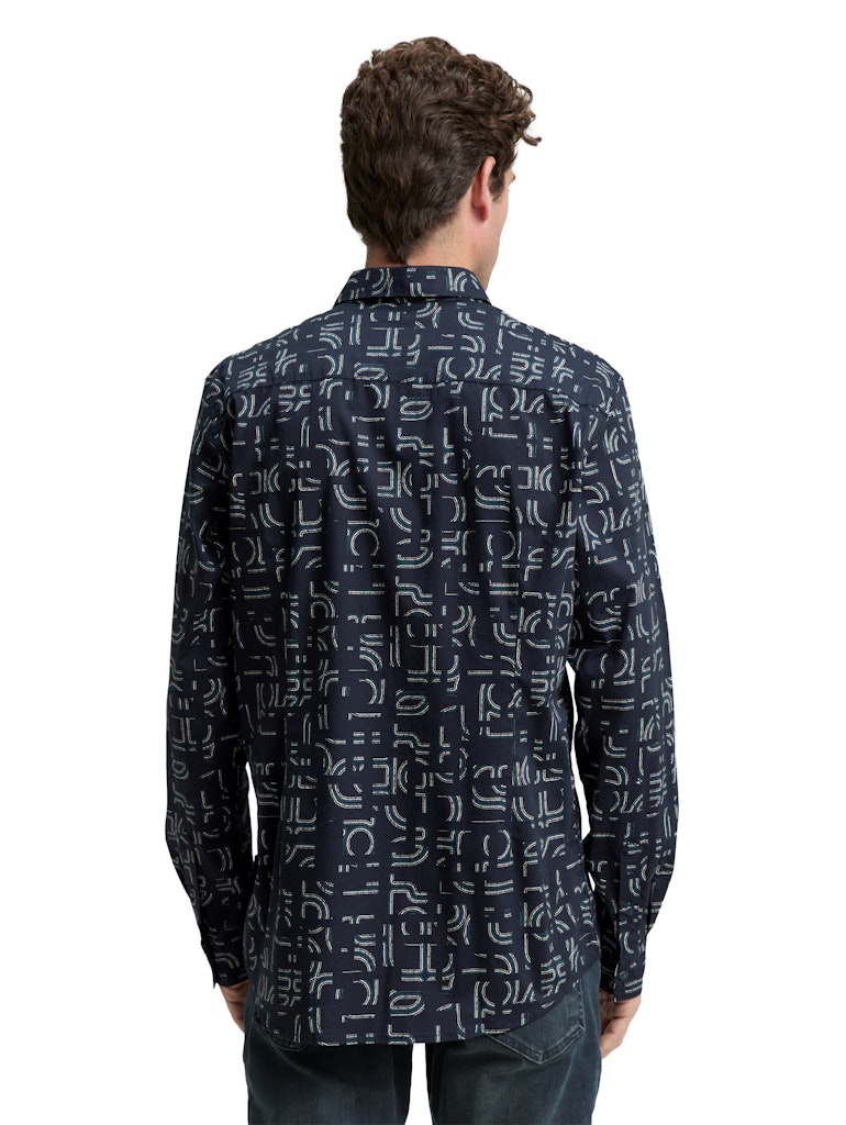 Stretch Shirt Aop Ls - Navy