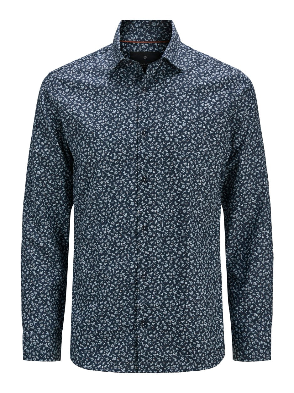 Jprblabarnes Print Dobby L/s Shirt - Blauw Dessin