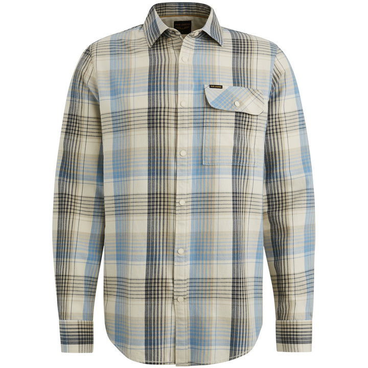 Long Sleeve Shirt Yarn Dyed Twill - Blauw Dessin