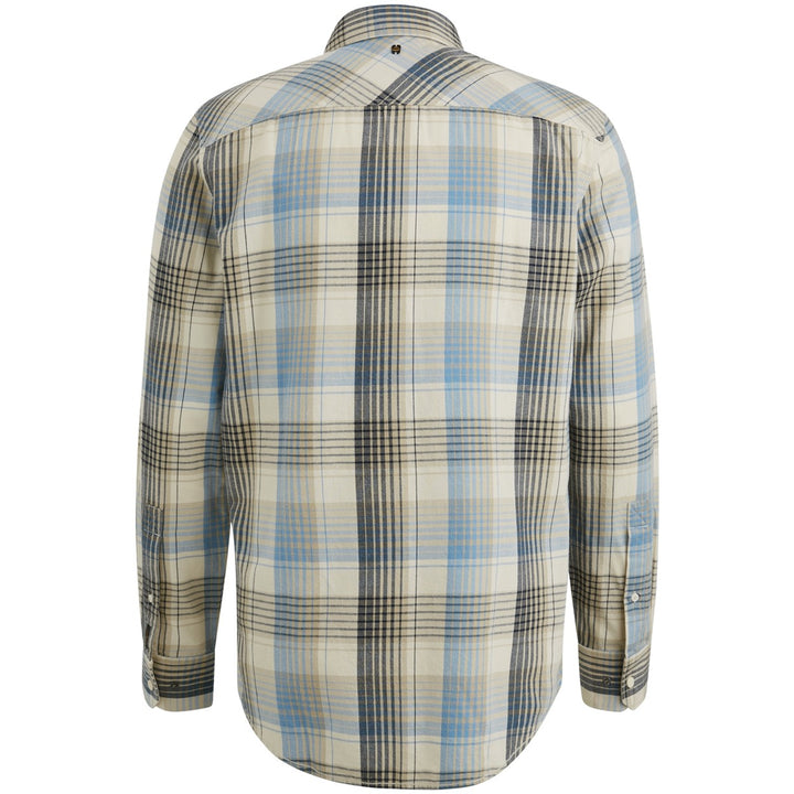 Long Sleeve Shirt Yarn Dyed Twill - Blauw Dessin