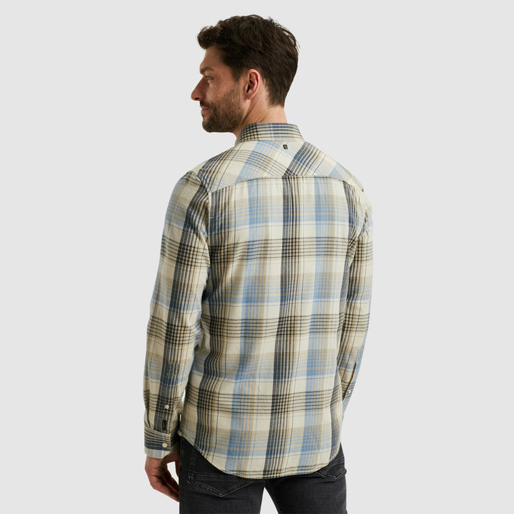 Long Sleeve Shirt Yarn Dyed Twill - Blauw Dessin