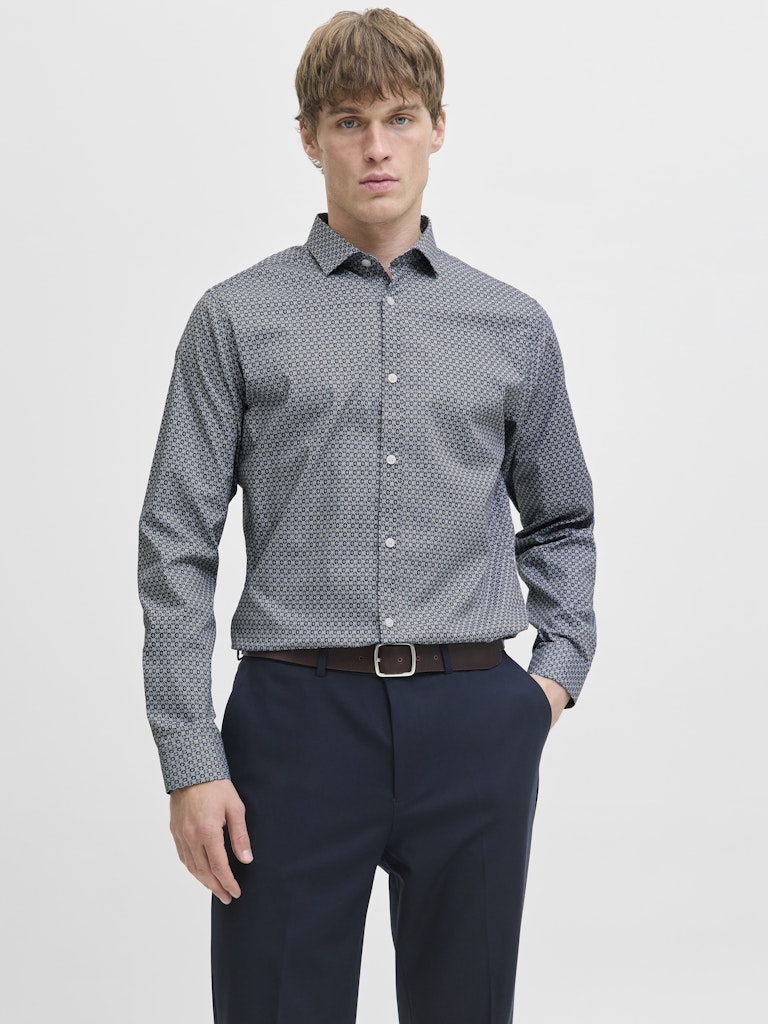 Jprblablackpool Stretch Aop Ls Shirt Sn - Blauw Dessin