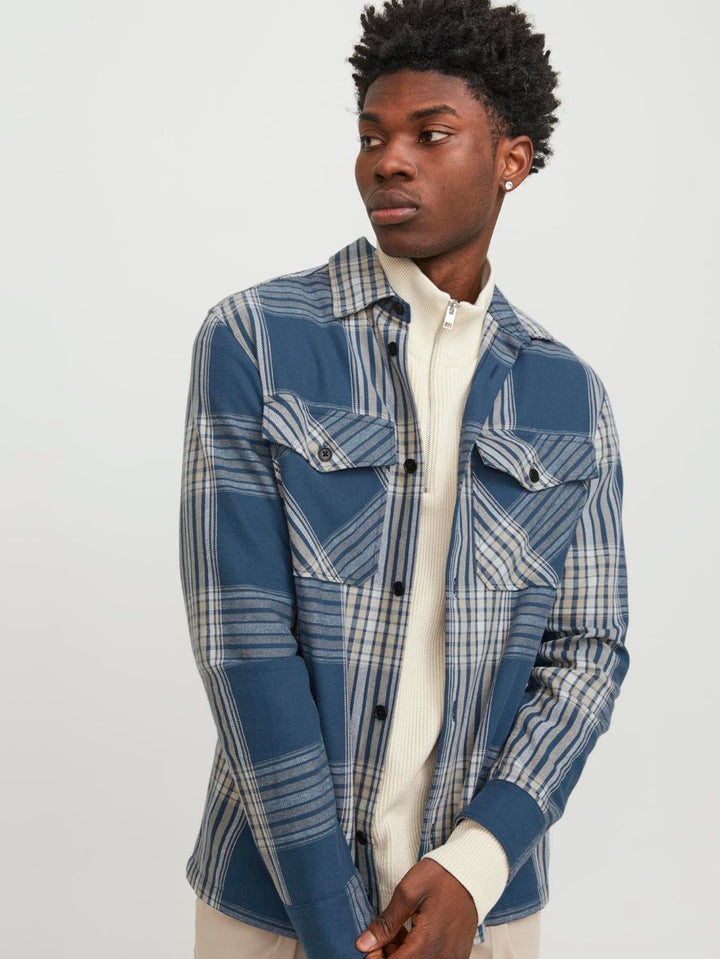 Jprccroy Spring Check Overshirt L/s - Blauw Dessin