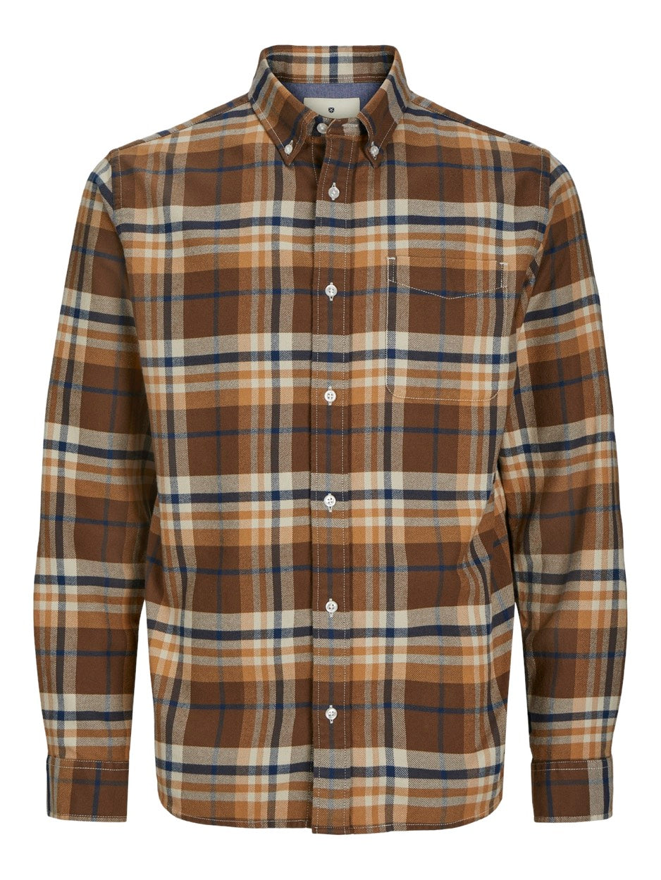 Jprblunorris Flannel Ls Shirt Bf Ln - Bruin Dessin