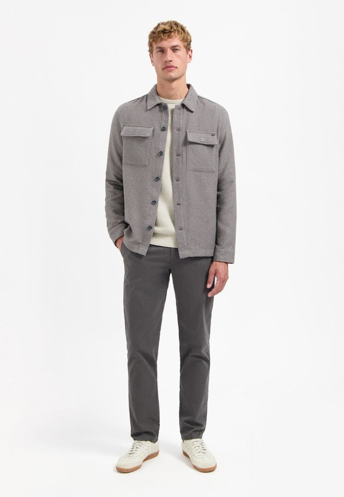 Overshirt Full Button Stretch - Grijs Melee
