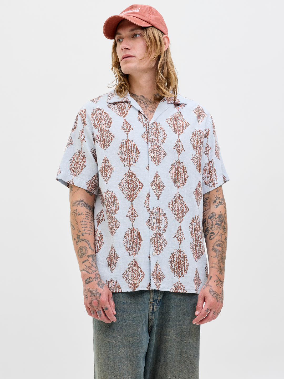 Jorhydra Noto Shirt Ss Ln - Blauw Dessin