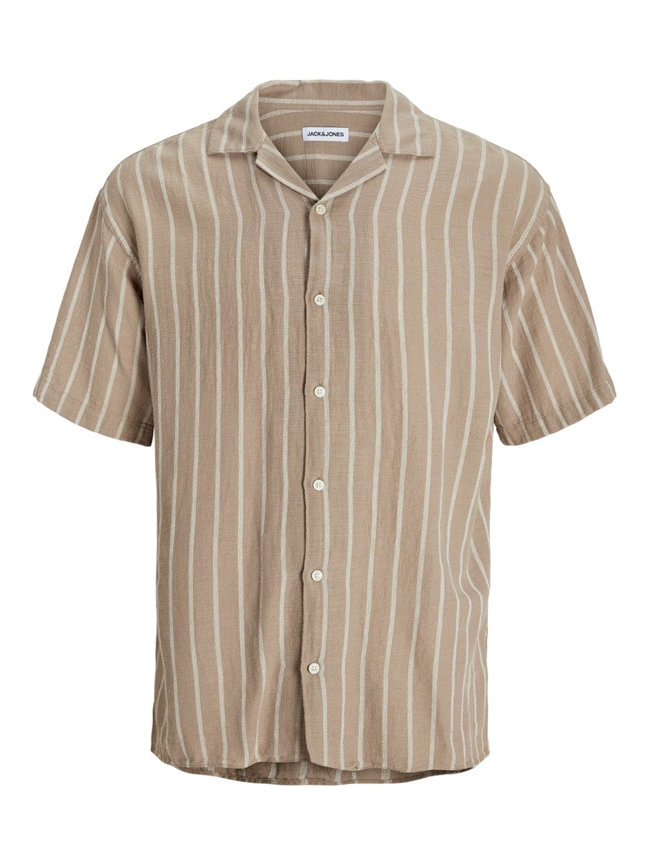 Jjeenzo Stripe Resort Shirt Ss Sn - Bruin Dessin