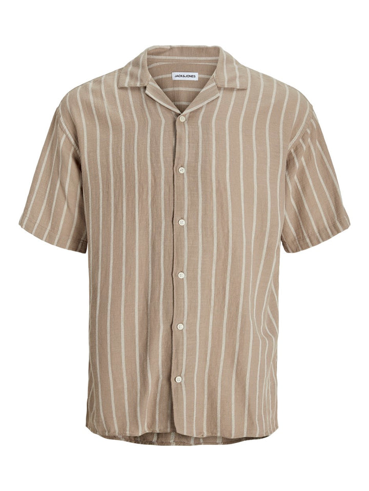 Jjeenzo Stripe Resort Shirt Ss Sn - Bruin Dessin