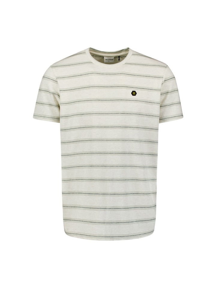 T-shirt Crewneck Jacquard Stripe - Ecru Dessin